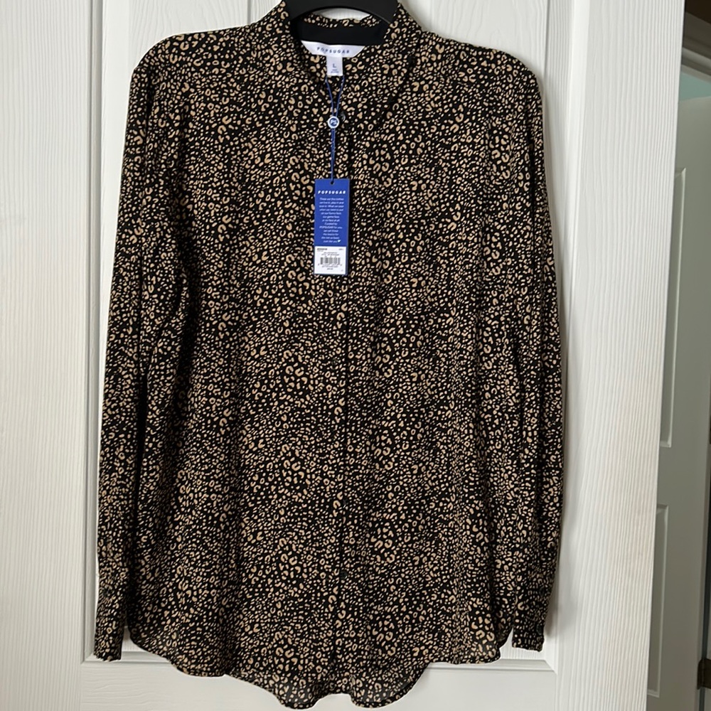 Pop Sugar Brown & Black Blouse Lg